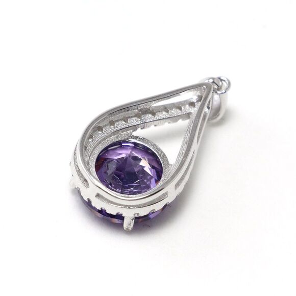 925 Sterling Silver AMETHYST CUTE Gemstone Pendant Necklace - Picture 7 of 10